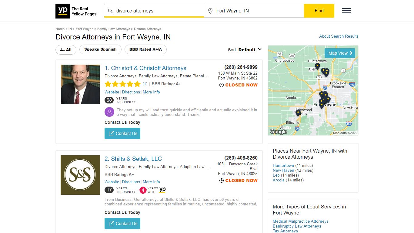 Divorce Attorneys in Fort Wayne, IN - Yellow Pages