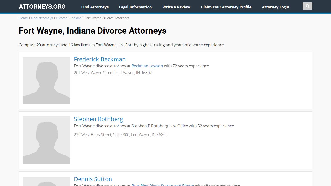 Fort Wayne, Indiana Divorce Attorneys (IN)